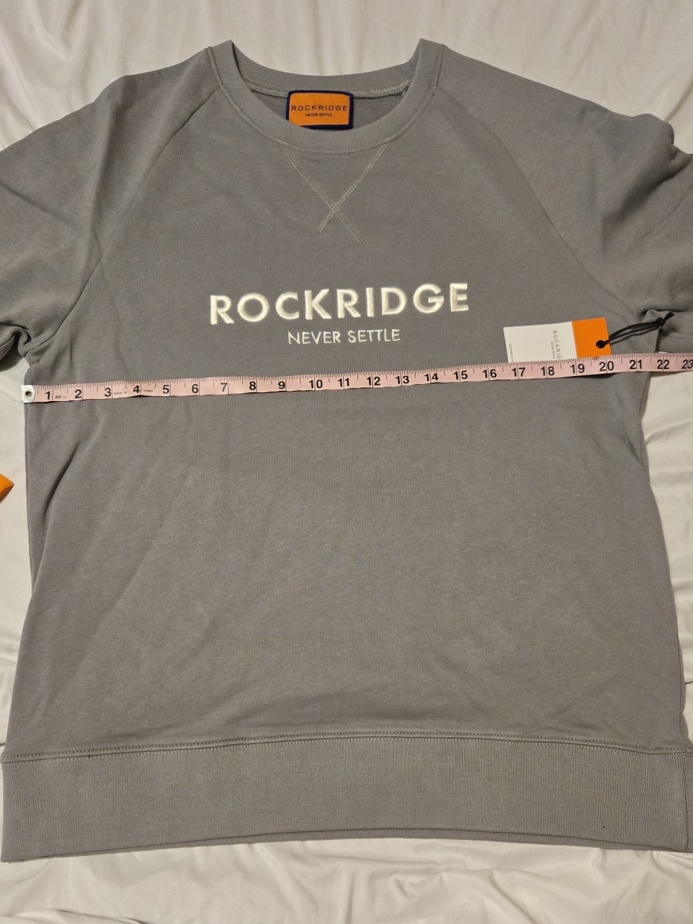 New! Rockridge Cotton Crewneck Sweatshirt Frwnch Terry Loop Lining Large Grey - Picture 2 of 5